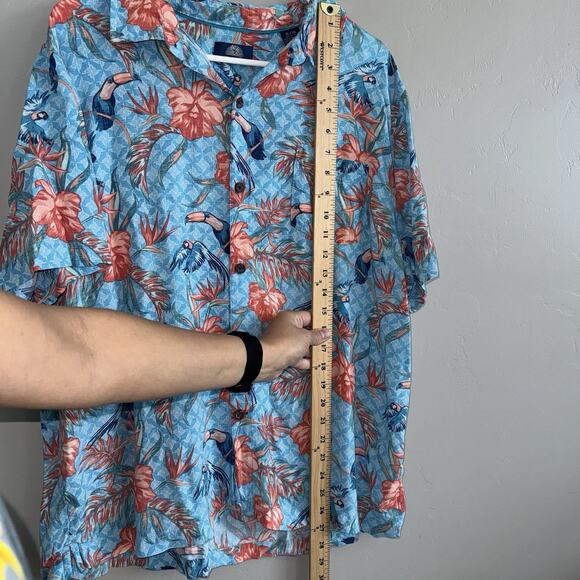 Havana Jim Blue Hawaiian Shirt Men’s XL Toucan Tropical Floral Bird Paradise - Picture 4 of 8